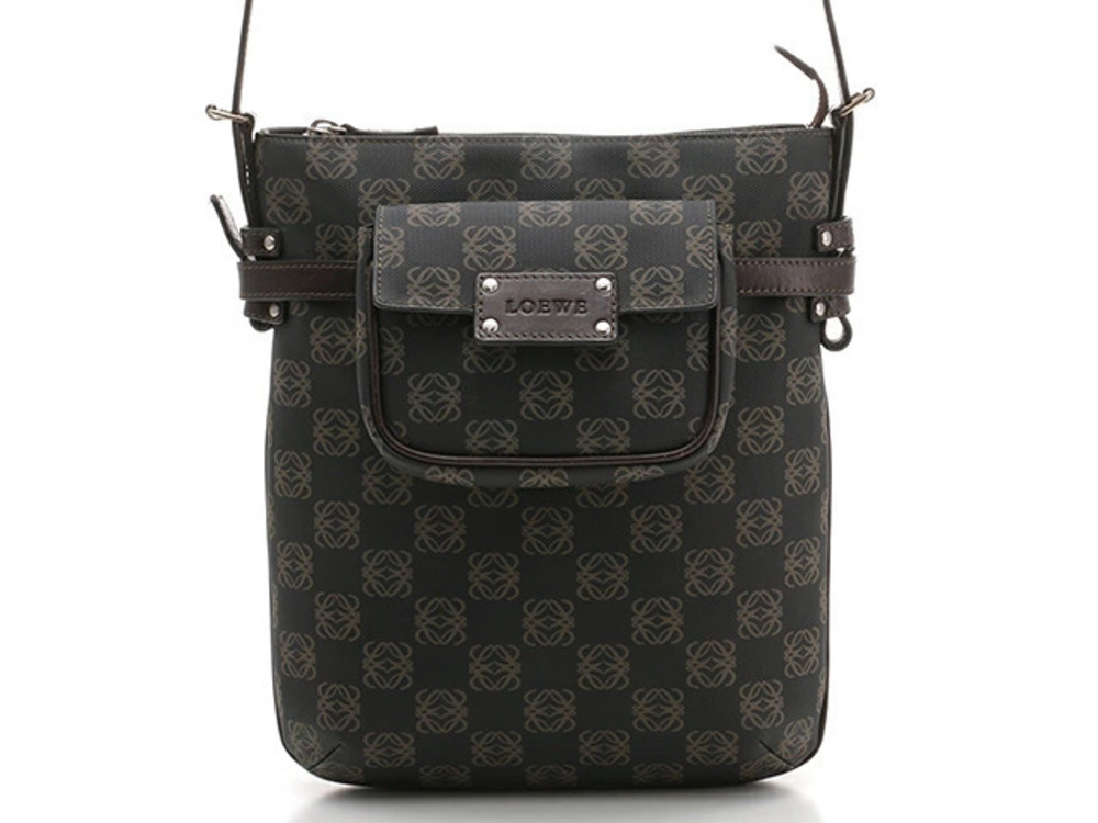 Loewe shoulder bag dark brown gray leather